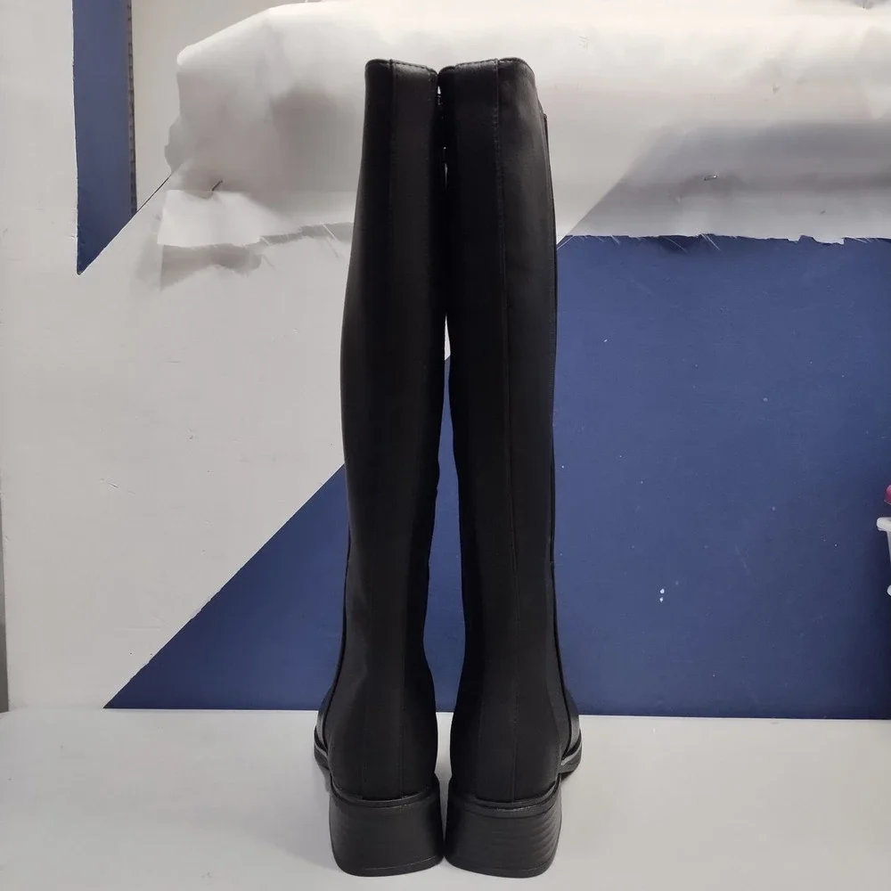 Aerosoles Darlo Knee High Boots Womens US 6M Black Synthetic Square Toe Side Zip